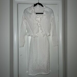 Ruffle Knit Dress & Cardigan Set